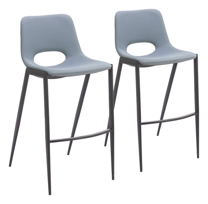 Zuo Desi Armless Barstool (Set of 2) Azure Gray