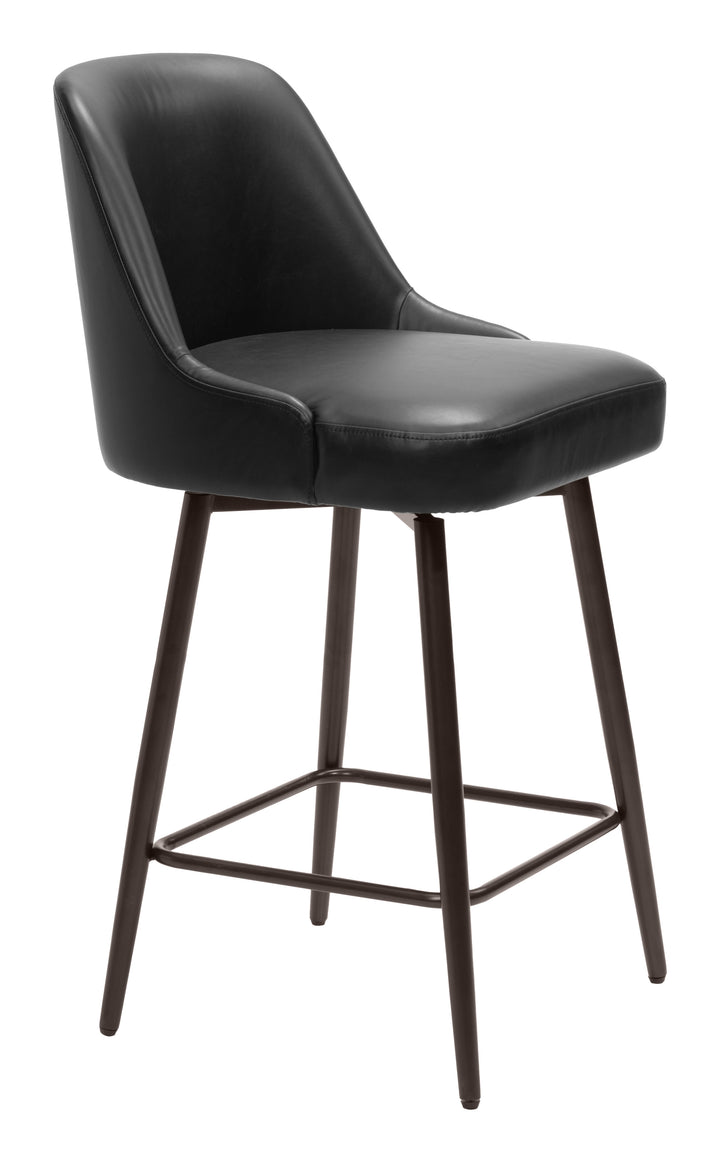 Zuo Keppel Swivel Counter Stool Black & Bronze