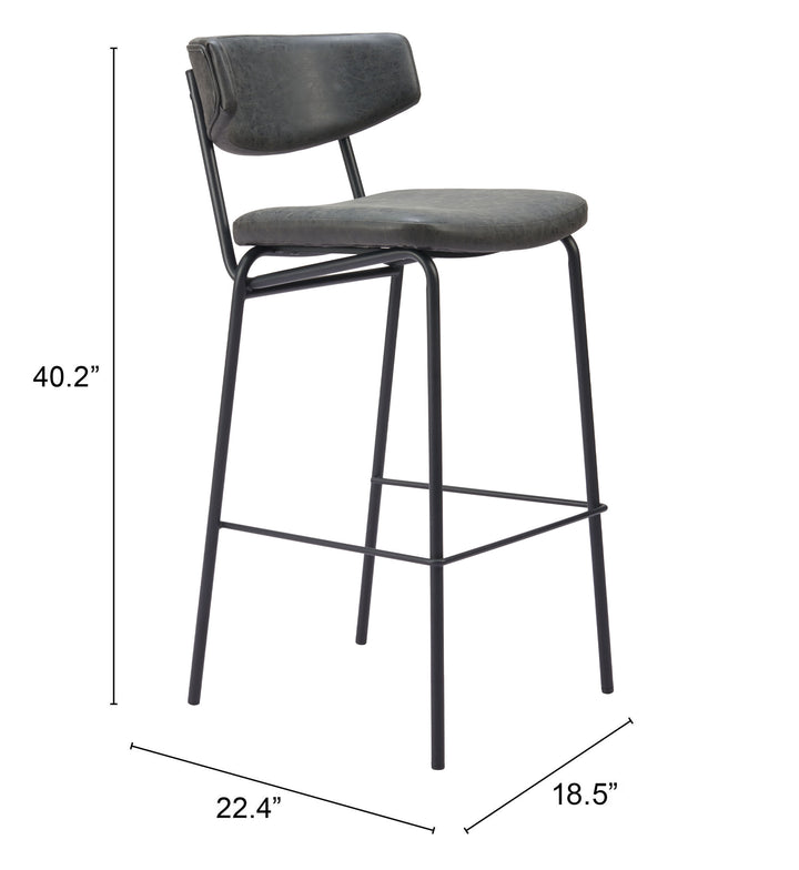 Zuo Charon Barstool (Set of 2) Vintage Black