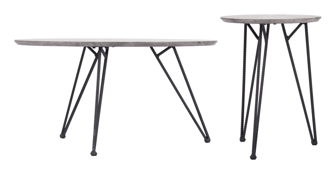 Zuo Kerris Coffee Table Set (2-Piece) Gray & Black