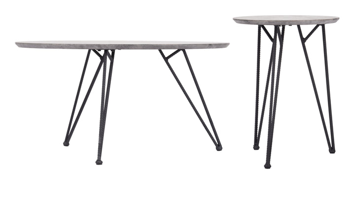 Zuo Kerris Coffee Table Set (2-Piece) Gray & Black