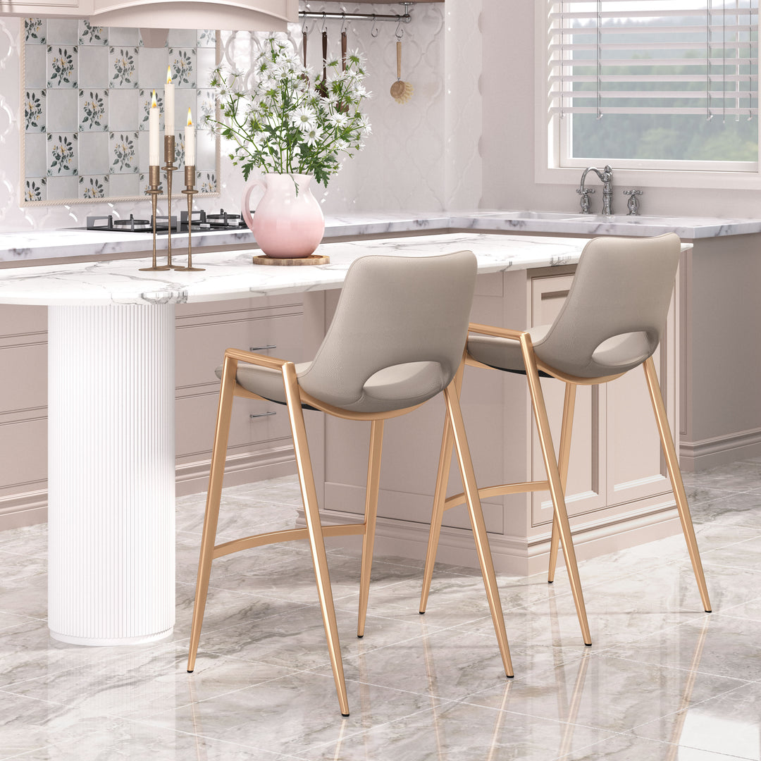 Zuo Desi Counter Stool (Set of 2) Beige & Gold