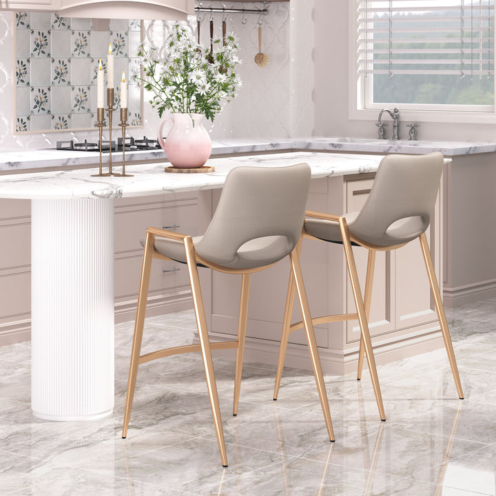 Zuo Desi Counter Stool (Set of 2) Beige & Gold