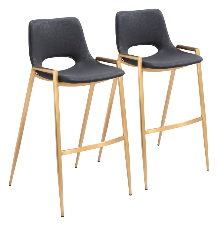 Zuo Desi Barstool (Set of 2) Black & Gold