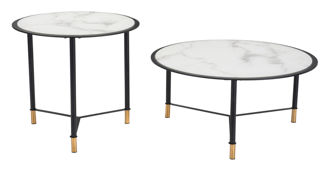 Zuo Davis Coffee Table Set (2-Piece) White & Black