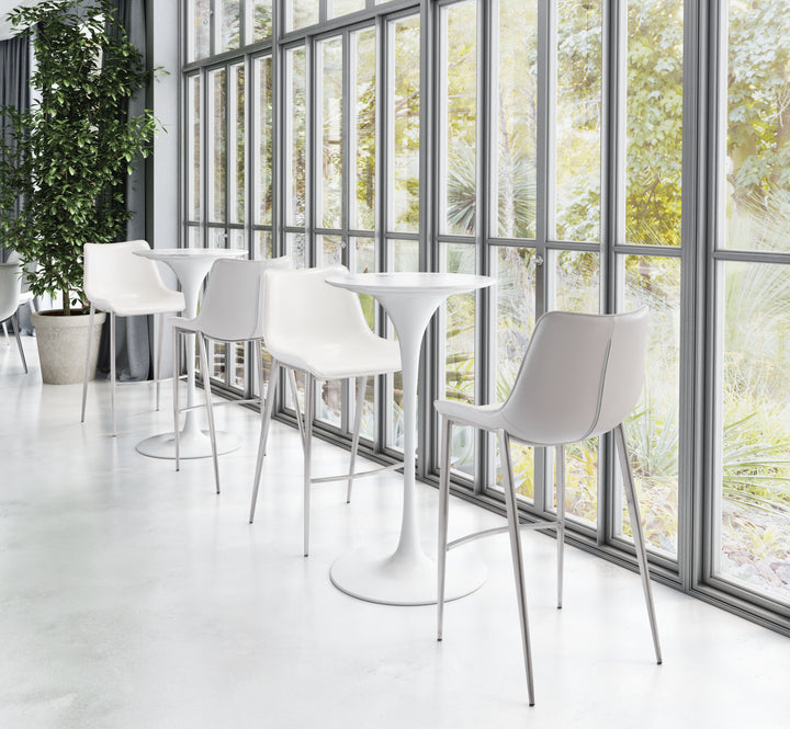 Zuo Magnus Barstool (Set of 2) White & Silver