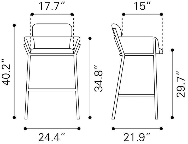 Zuo Bremor Barstool Slate Gray