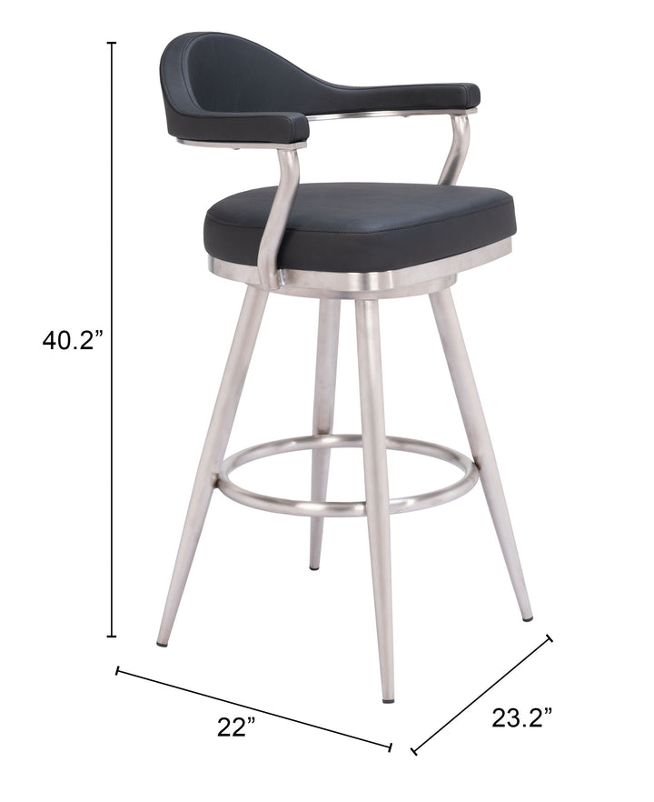 Zuo Vagur Swivel Barstool Black