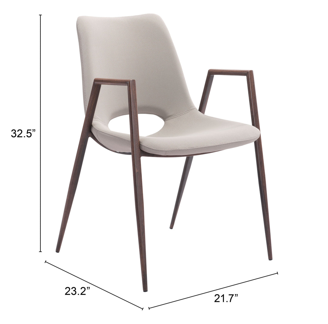 Zuo Desi Dining Chair (Set of 2) Beige & Walnut
