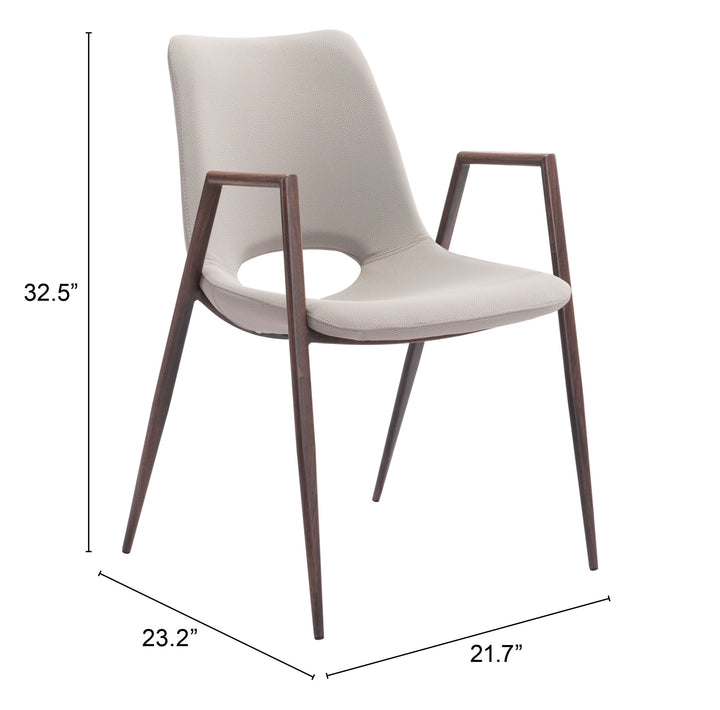 Zuo Desi Dining Chair (Set of 2) Beige & Walnut