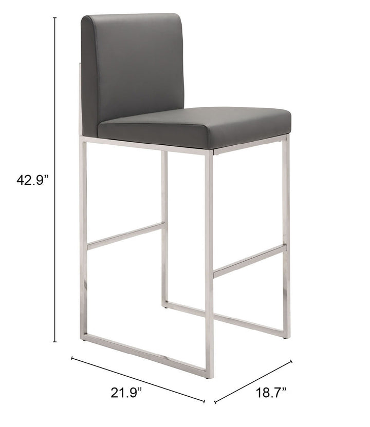 Zuo Genoa Barstool Gray