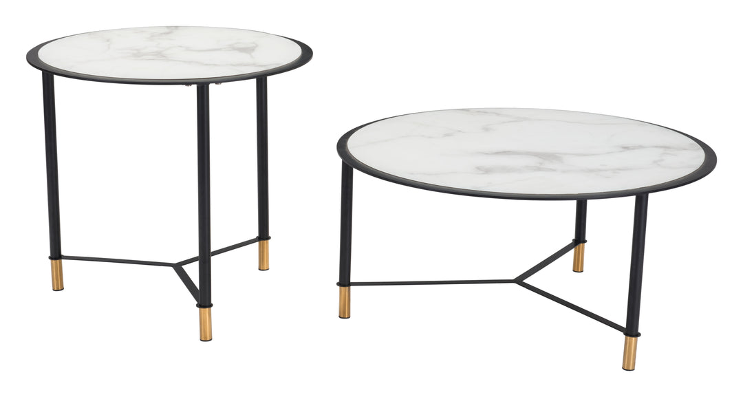 Zuo Davis Coffee Table Set (2-Piece) White & Black