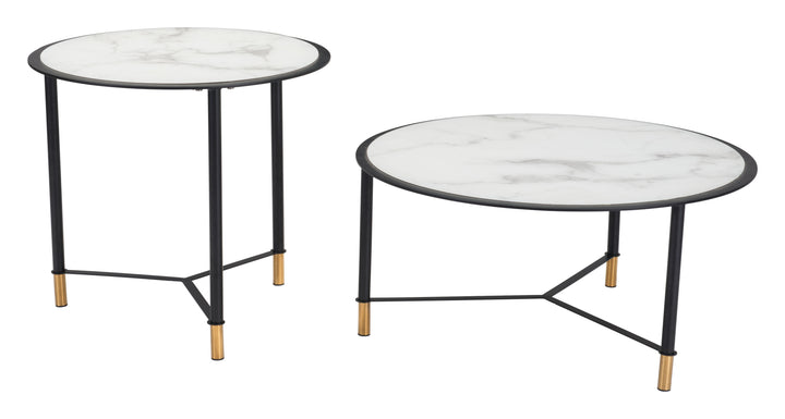 Zuo Davis Coffee Table Set (2-Piece) White & Black