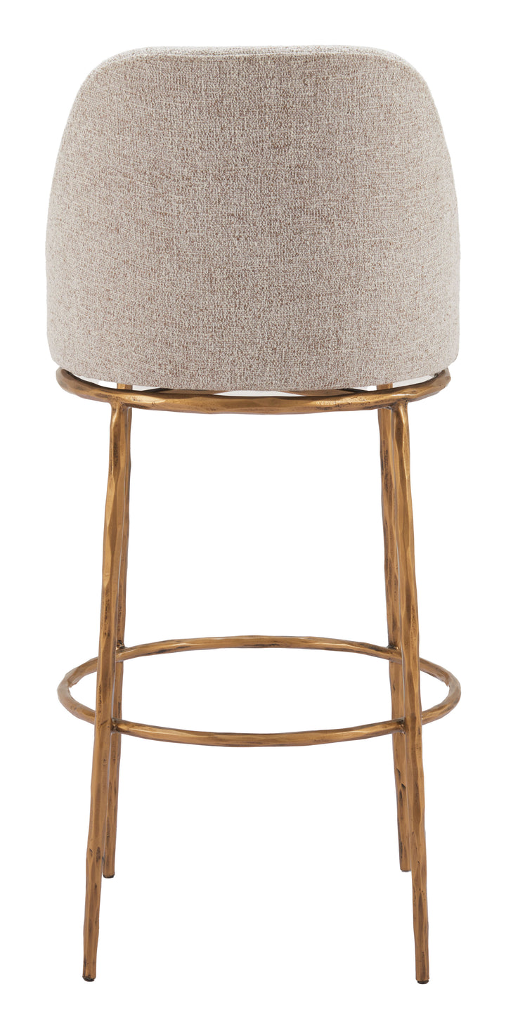 Zuo Nordhavn Swivel Barstool Beige & Gold