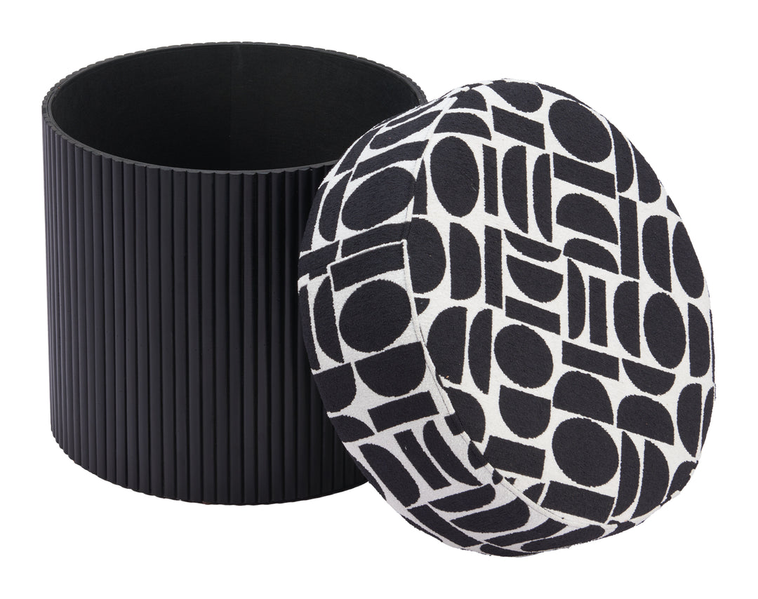 Zuo Boto Storage Ottoman Black & White