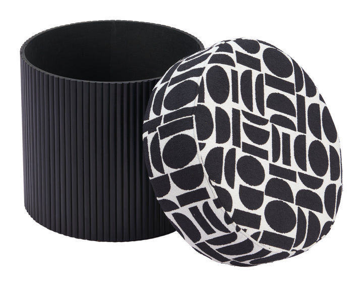 Zuo Boto Storage Ottoman Black & White