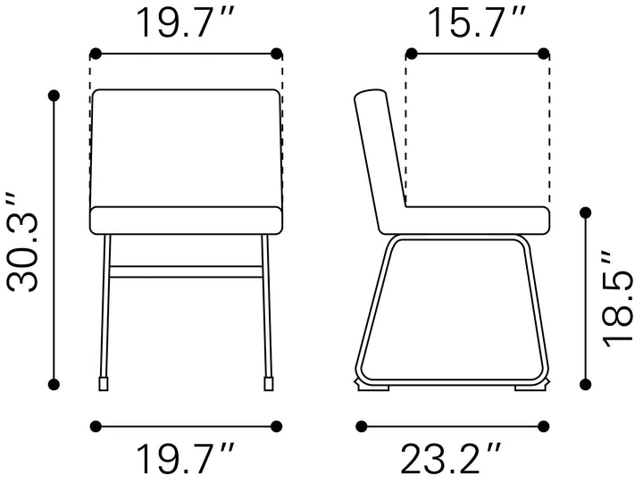 Zuo Pago Dining Chair (Set of 2) Gray