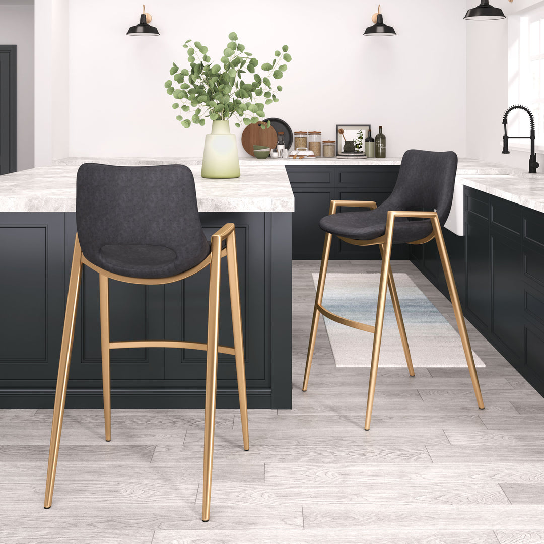 Zuo Desi Barstool (Set of 2) Black & Gold