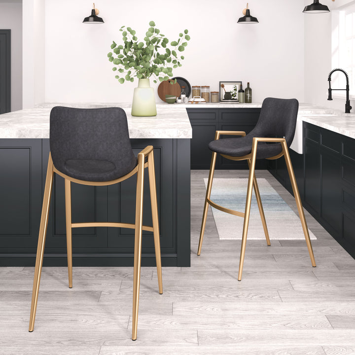 Zuo Desi Barstool (Set of 2) Black & Gold