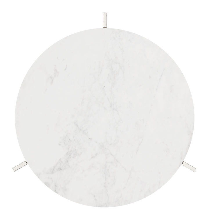 Zuo Barmas Side Table White & Silver