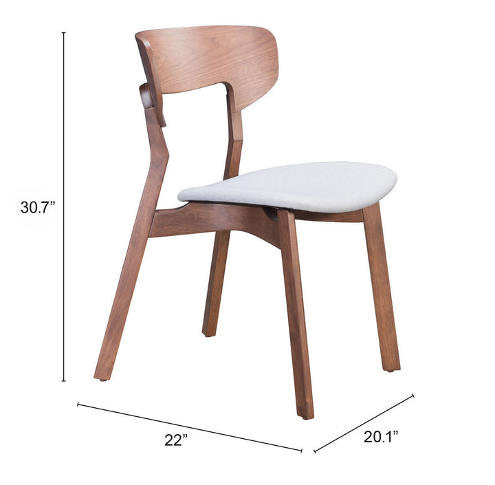 Zuo Russell Dining Chair (Set of 2) Walnut & Light Gray
