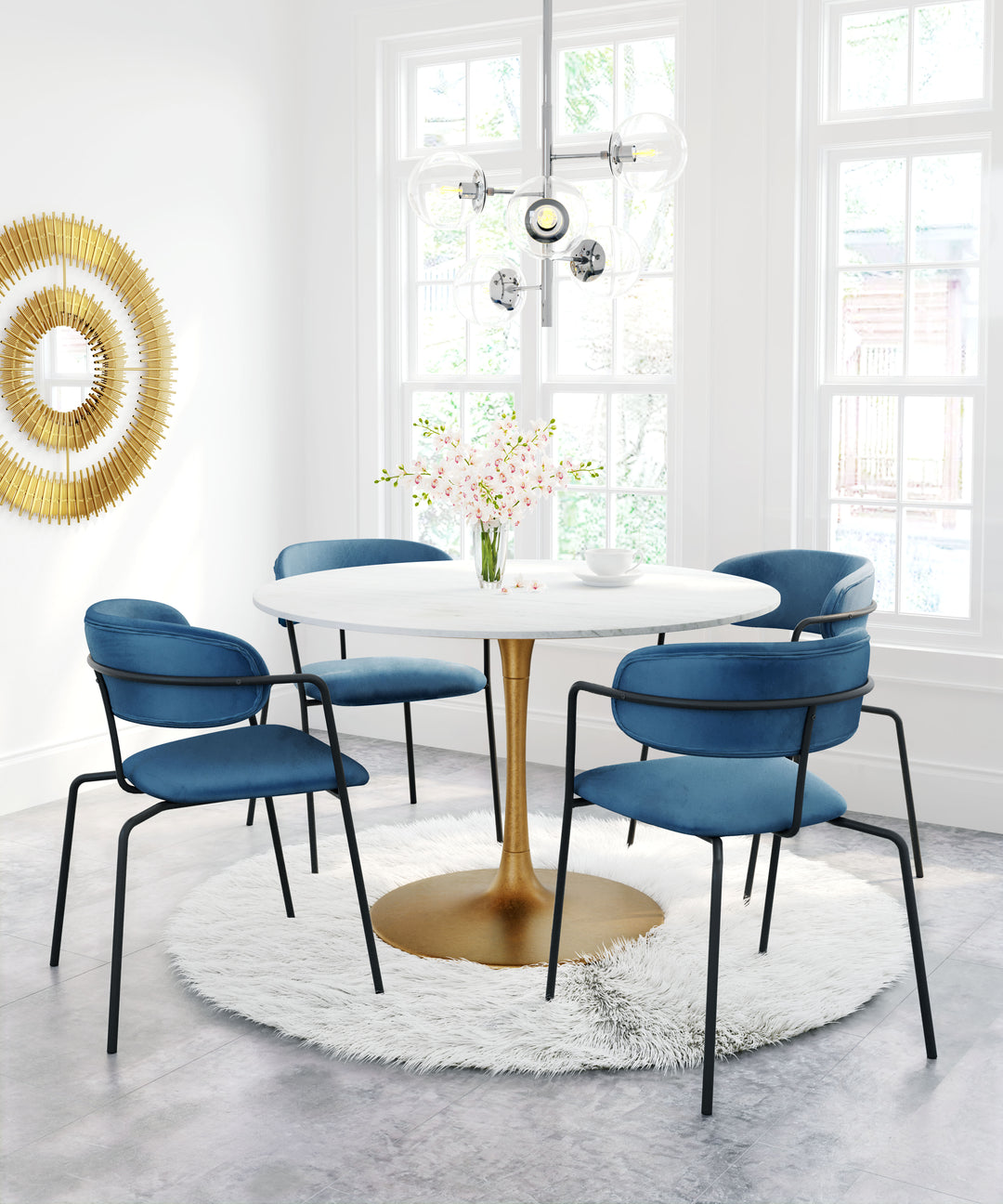 Zuo Ithaca Dining Table White & Gold