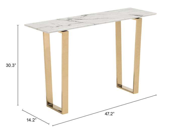 Zuo Atlas Console Table White & Gold