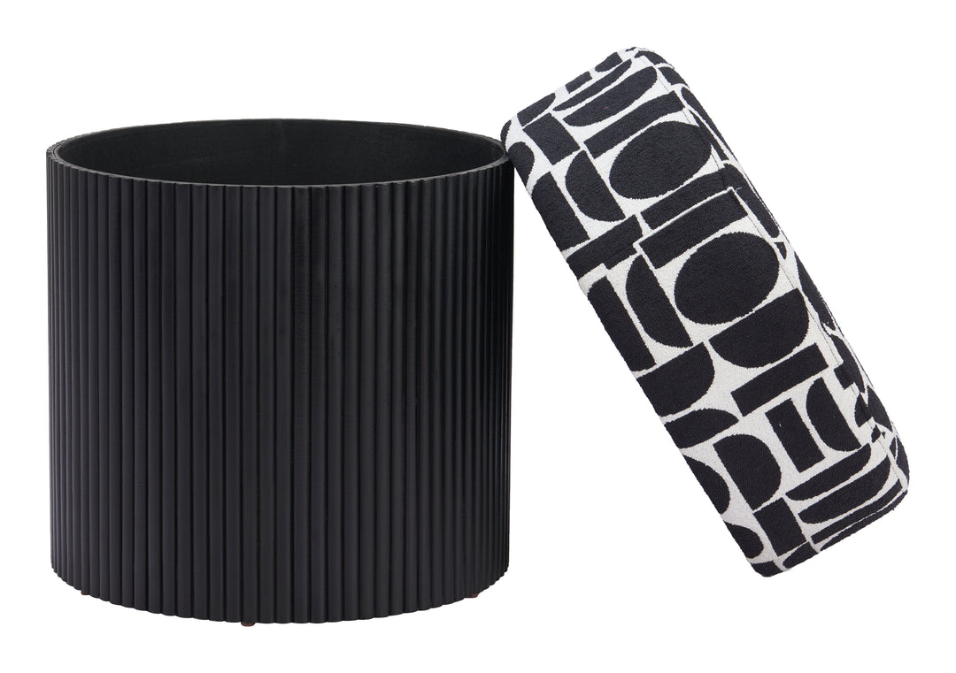 Zuo Boto Storage Ottoman Black & White