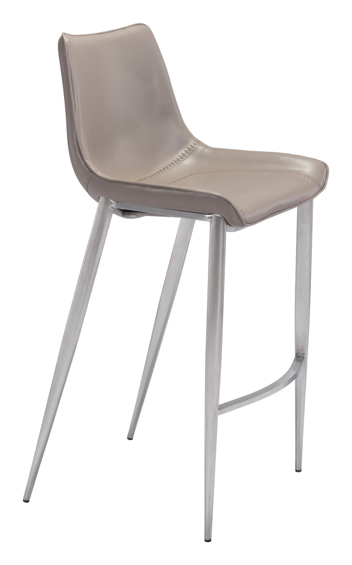 Zuo Magnus Barstool (Set of 2) Brown & Silver