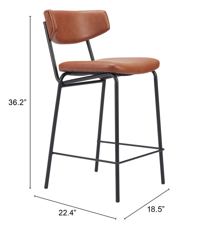 Zuo Charon Counter Stool (Set of 2) Vintage Brown