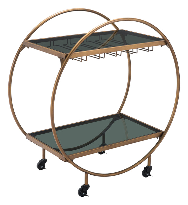 Zuo Arc Bar Cart Brass & Black