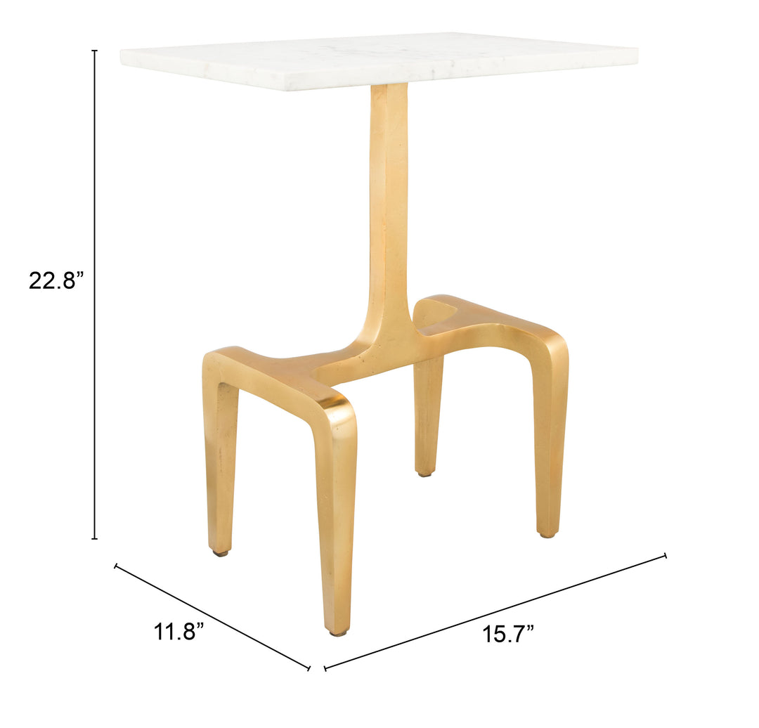 Zuo Clement Side Table White & Gold