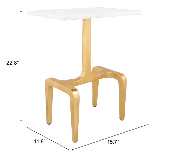 Zuo Clement Side Table White & Gold