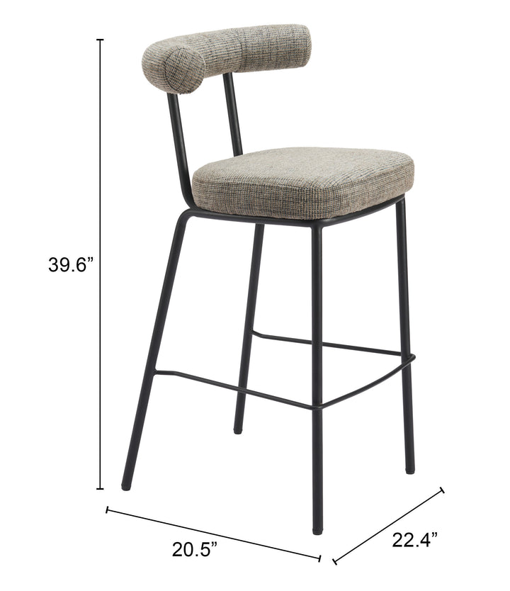Zuo Kede Barstool Green Tweed