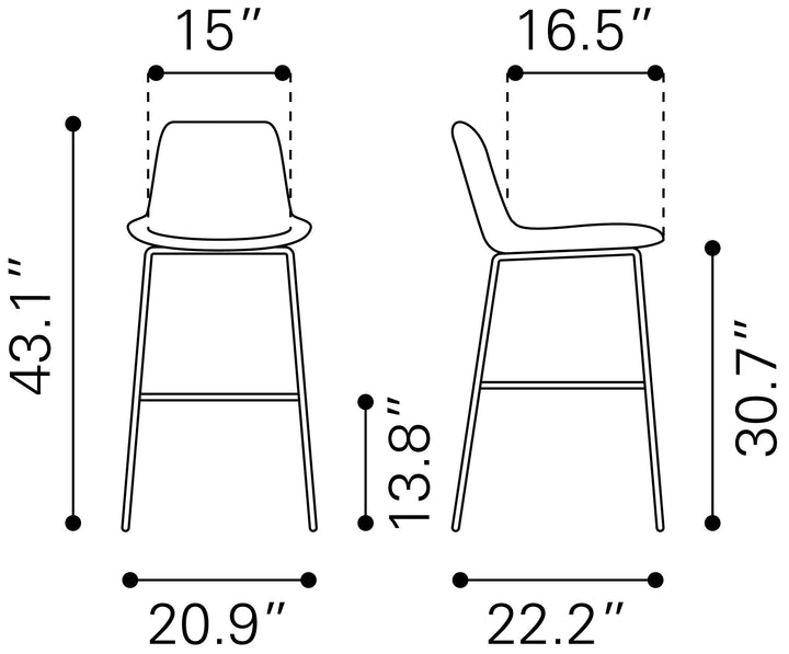 Zuo Byron Barstool Gray