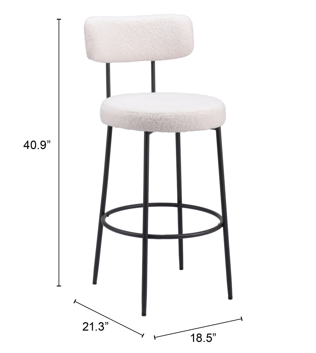 Zuo Blanca Barstool (Set of 2) Ivory