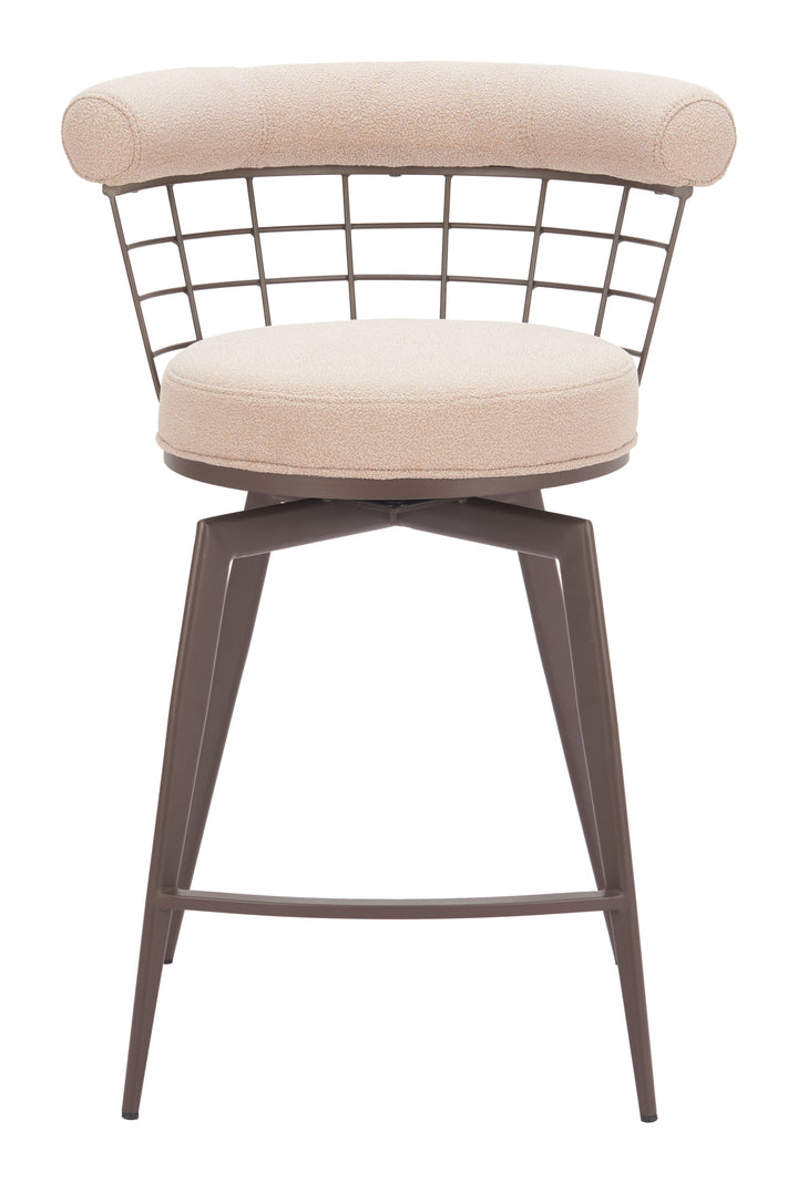 Zuo Saku Swivel Counter Stool Beige & Brown