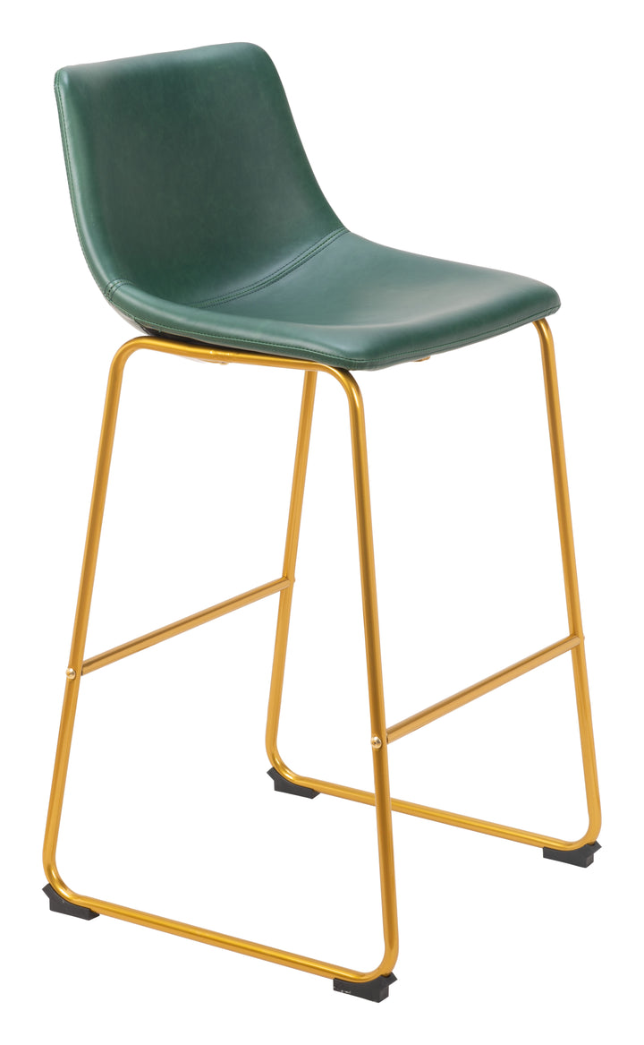 Zuo Augusta Barstool (Set of 2) Green & Gold