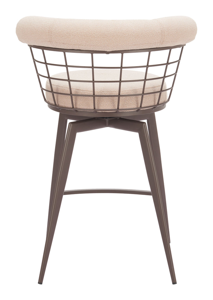 Zuo Saku Swivel Counter Stool Beige & Brown