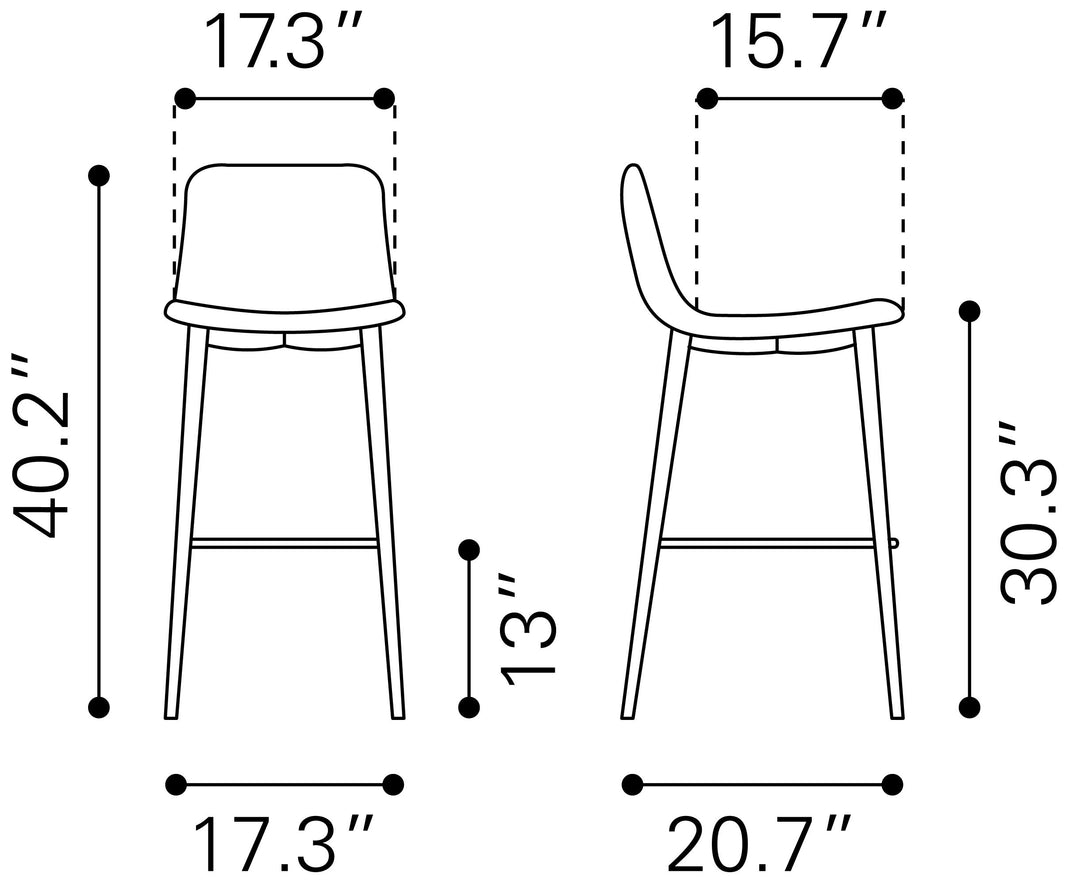 Zuo Tangiers Barstool (Set of 2) White
