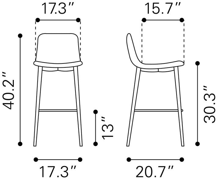 Zuo Tangiers Barstool (Set of 2) White