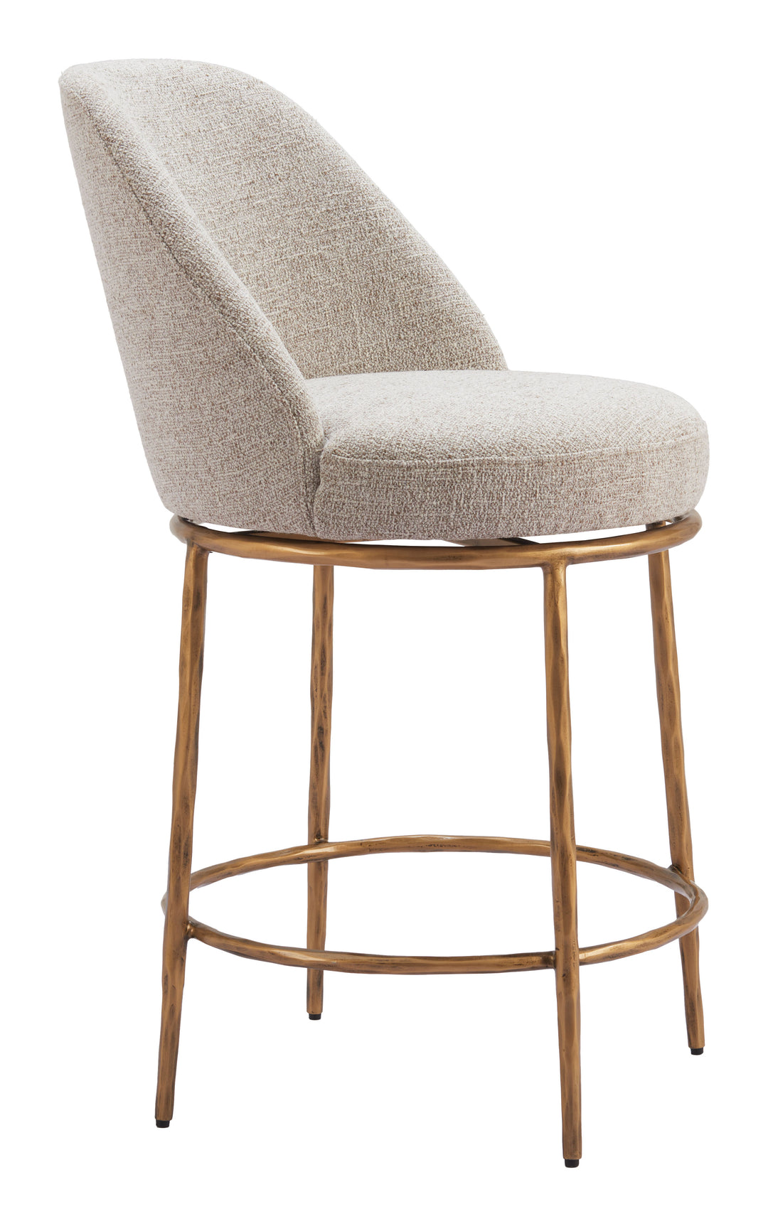 Zuo Nordhavn Swivel Counter Stool Beige & Gold
