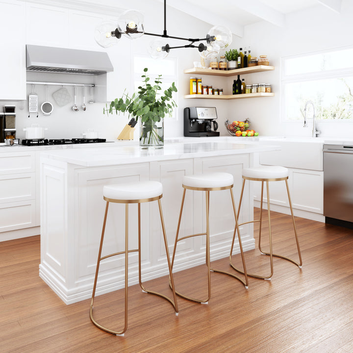Zuo Bree Barstool (Set of 2) White & Gold