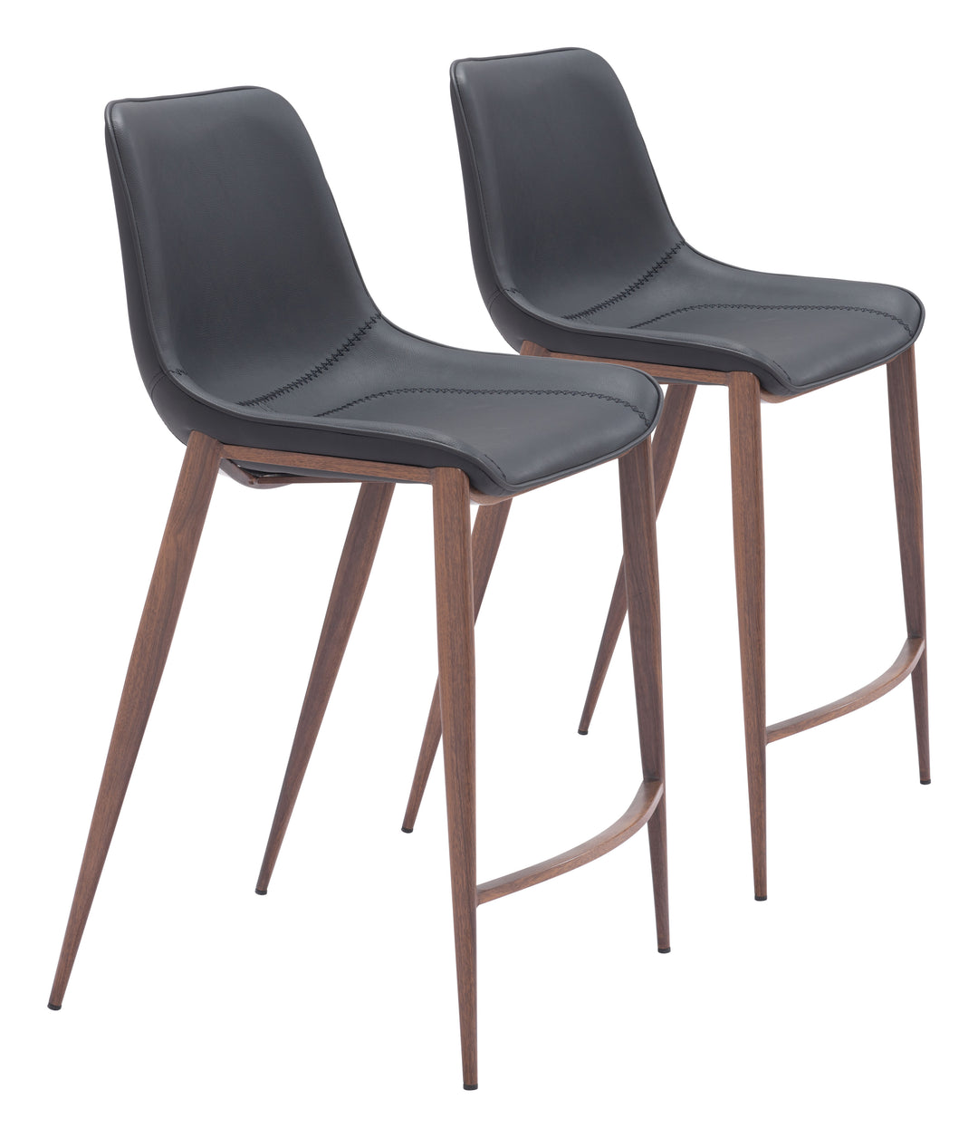 Zuo Magnus Counter Stool (Set of 2) Black & Walnut