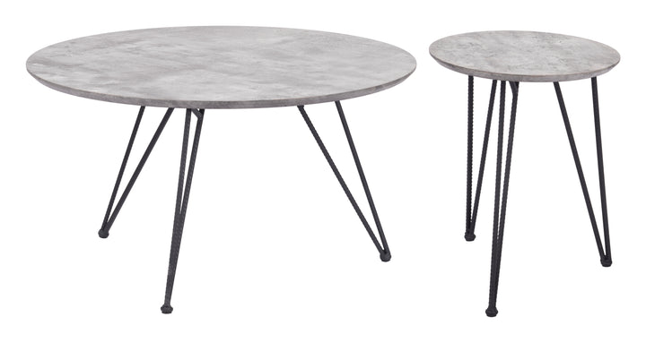 Zuo Kerris Coffee Table Set (2-Piece) Gray & Black
