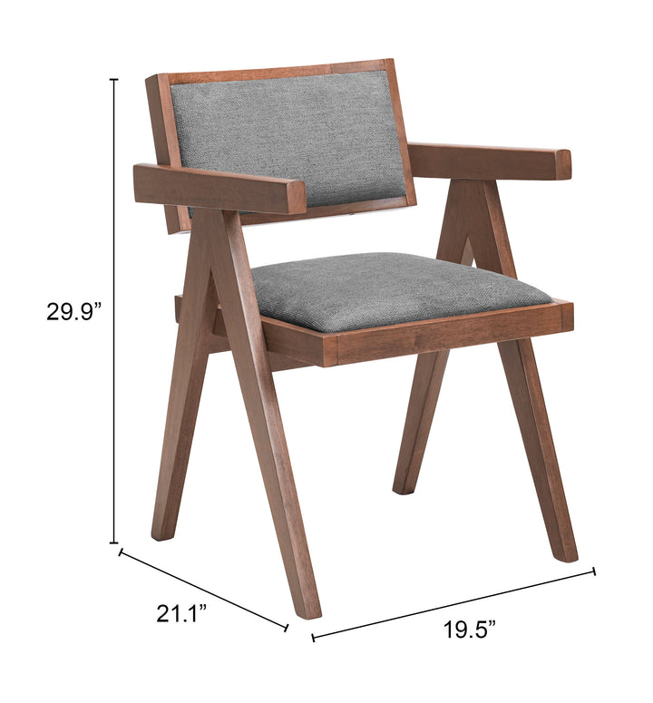 Zuo Delhi Dining Chair (Set of 2) Gray & Walnut