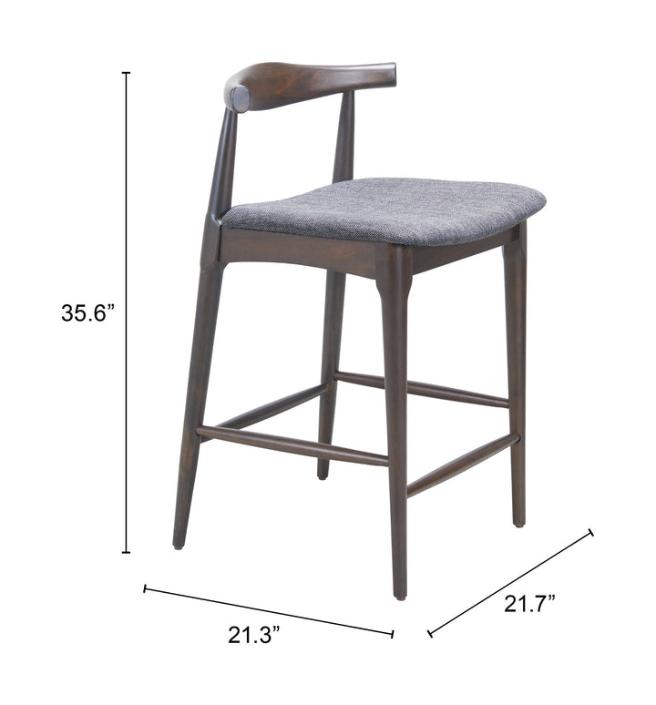 Zuo Tuzka Counter Stool (Set of 2) Gray & Espresso