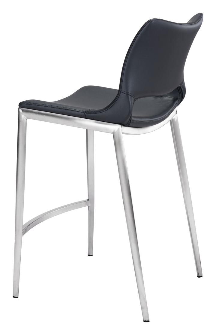 Zuo Ace Counter Stool (Set of 2) Black & Silver