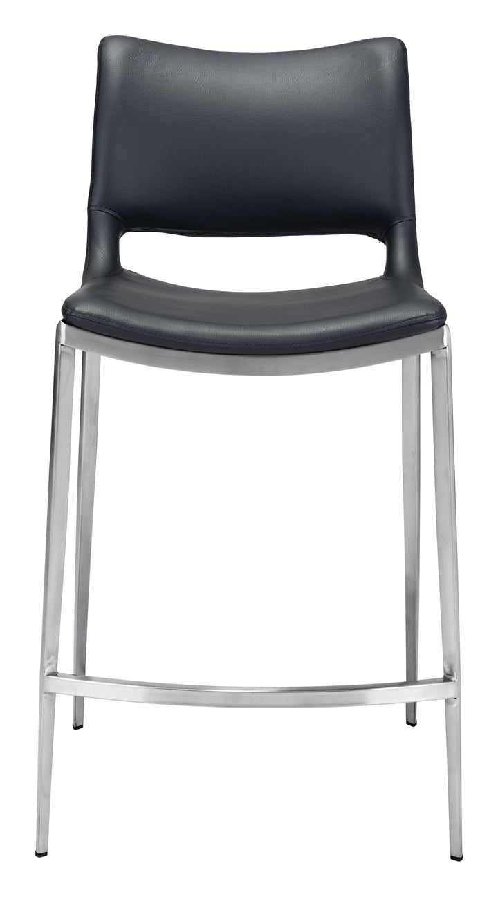 Zuo Ace Counter Stool (Set of 2) Black & Silver