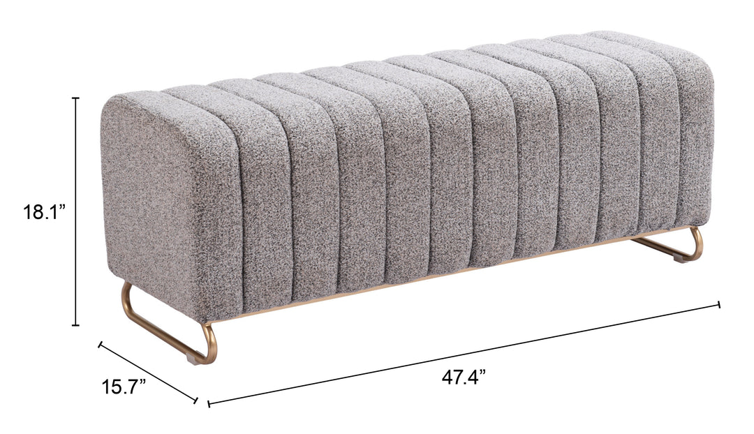 Zuo Pender Bench Stone Gray